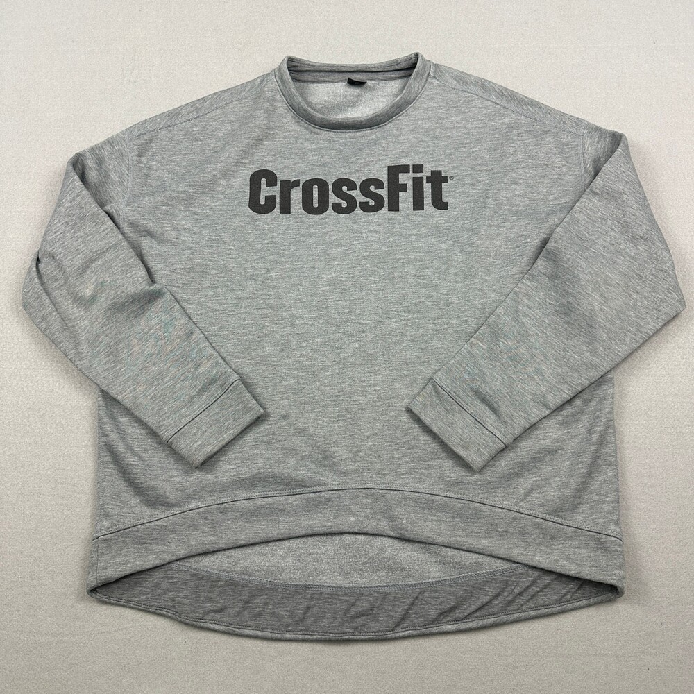 NOBULL Sweatshirt Women Medium Grey CrossFit Logo Crewneck High Low Pullover M